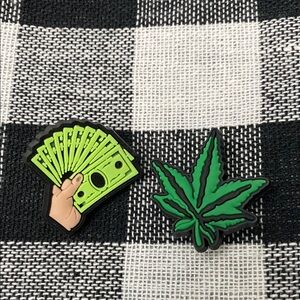 420 Leaf Money themed croc charms blaze it holiday